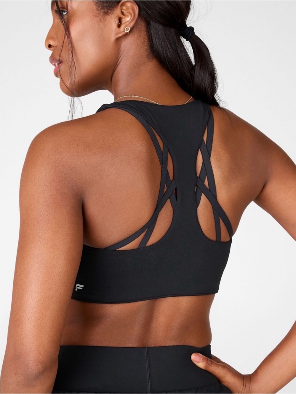 Fabletics Womens S Black Sports Bra Strappy Racerback Padded Workout Yoga